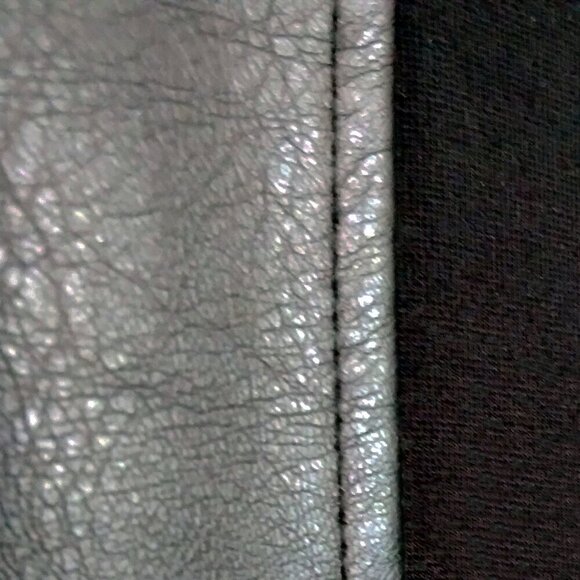 Black Leatherette&Jersey Cummerbund Elastic Waist Washable Pencil Skirt SzS - Picture 6 of 9